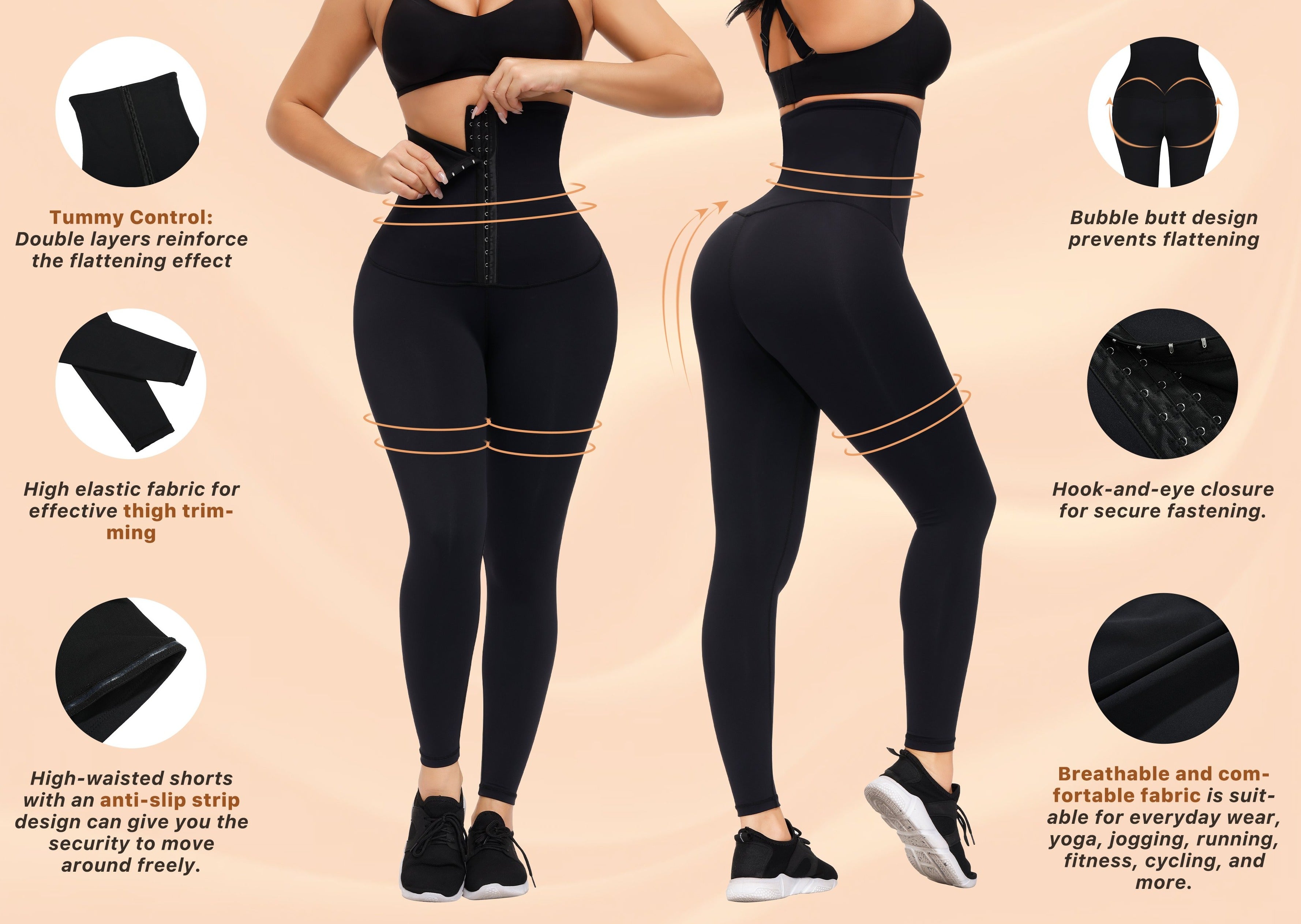 High Waist Leggings | 3 Hook Closure